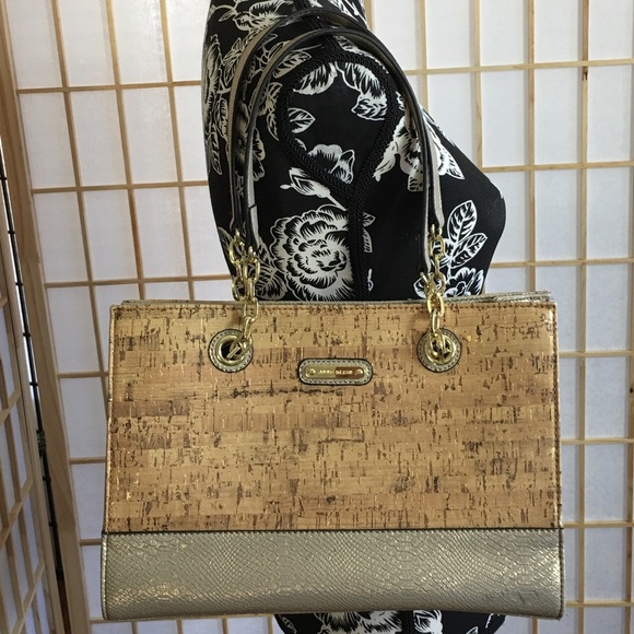 Anne Klein Handbags - Anne Klein Large Cork with Gold Shoulder Bag Purse